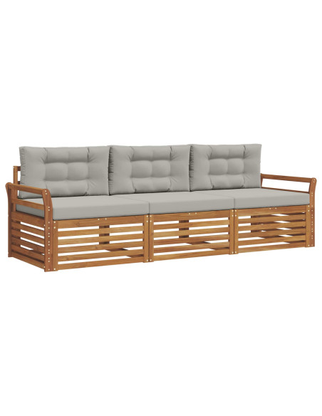 Set di divani con cuscino 3 pcs Grigio Naturale e Chiaro