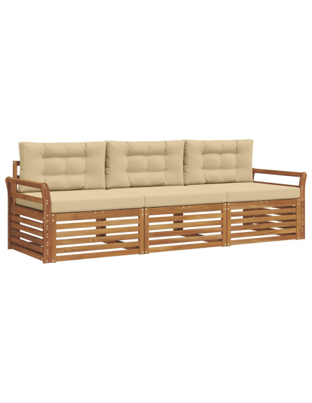 Set di divani con cuscino 3 pcs Naturale e Beige