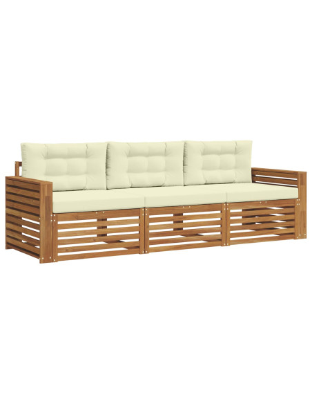 Set di divani con cuscino 3 pcs Naturale e Crema