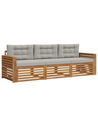 Set di divani con cuscino 3 pcs Grigio Naturale e Chiaro