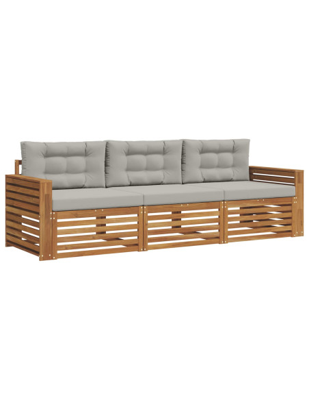 Set di divani con cuscino 3 pcs Grigio Naturale e Chiaro