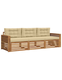Set di divani con cuscino 3 pcs Naturale e Beige 2