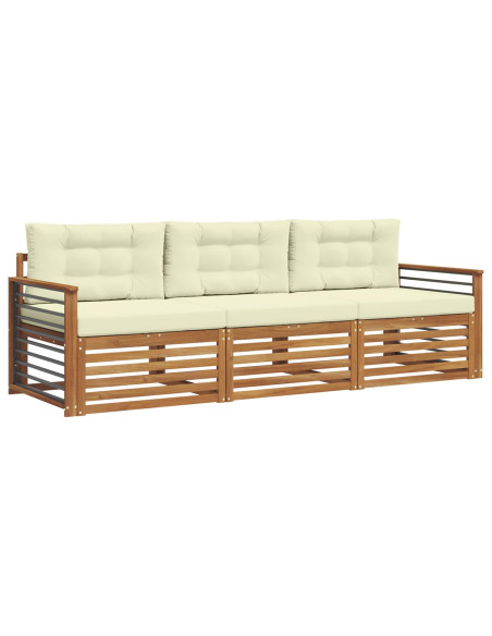 Set di divani con cuscino 3 pcs Naturale e Crema