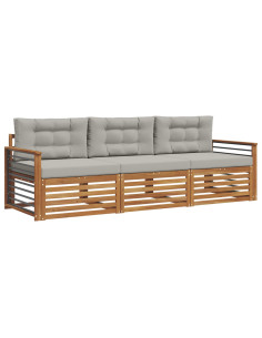 Set di divani con cuscino 3 pcs Grigio Naturale e Chiaro 2