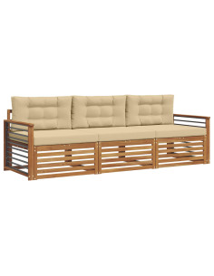 Set di divani con cuscino 3 pcs Naturale e Beige 2
