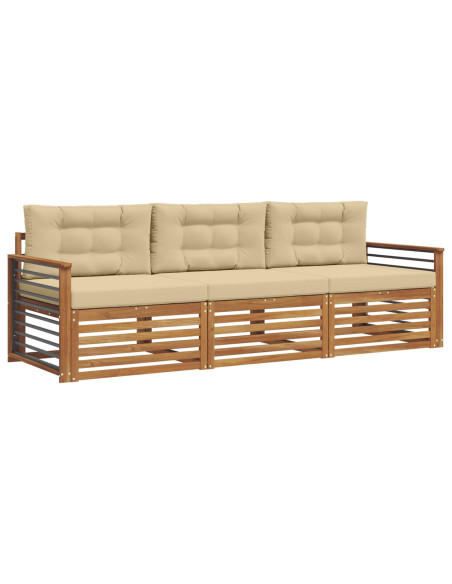 Set di divani con cuscino 3 pcs Naturale e Beige