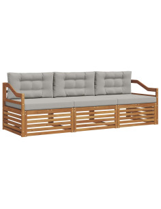 Set di divani con cuscino 3 pcs Grigio Naturale e Chiaro 2