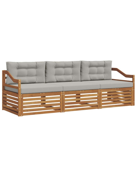 Set di divani con cuscino 3 pcs Grigio Naturale e Chiaro