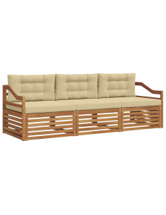 Set di divani con cuscino 3 pcs Naturale e Beige 2