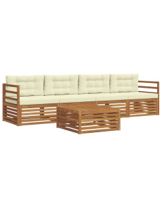 Set di divani con cuscino 5 pcs Naturale e Crema 2