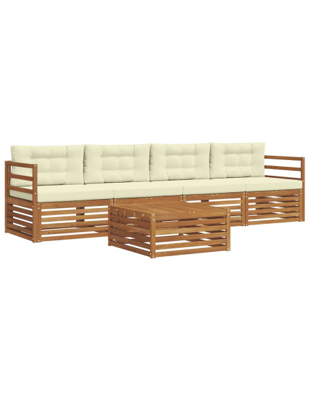 Set di divani con cuscino 5 pcs Naturale e Crema