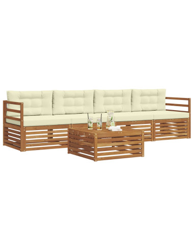 Set di divani con cuscino 5 pcs Naturale e Crema