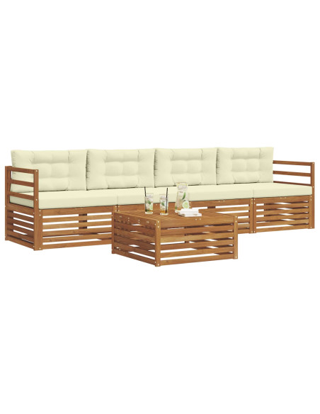 Set di divani con cuscino 5 pcs Naturale e Crema