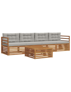 Set di divani con cuscino 5 pcs Grigio Naturale e Chiaro 2