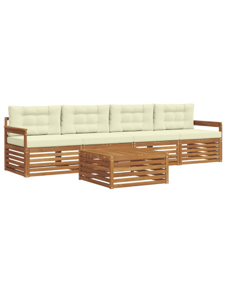 Set di divani con cuscino 5 pcs Naturale e Crema