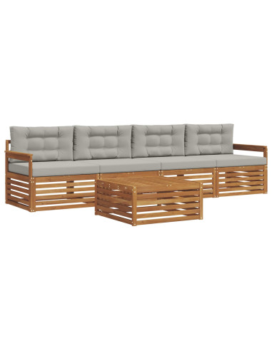 Set di divani con cuscino 5 pcs Grigio Naturale e Chiaro