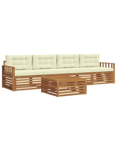 Set di divani con cuscino 5 pcs Naturale e Crema