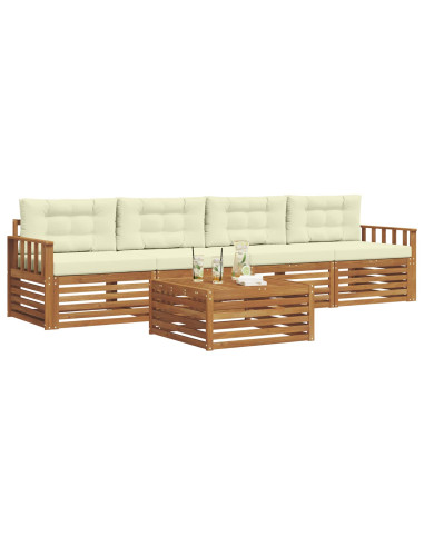 Set di divani con cuscino 5 pcs Naturale e Crema