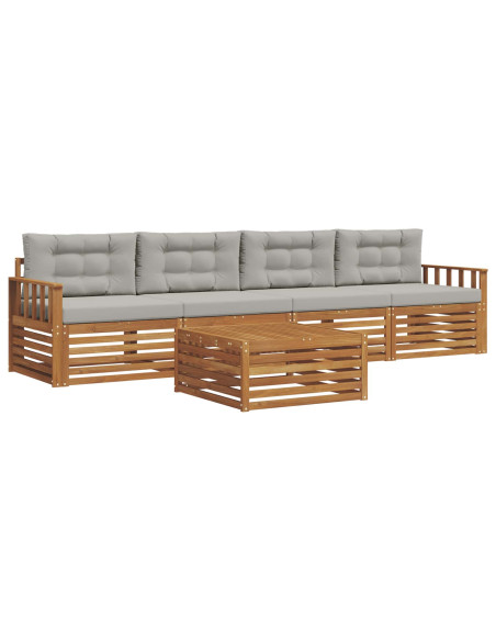 Set di divani con cuscino 5 pcs Grigio Naturale e Chiaro