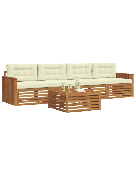 Set di divani con cuscino 5 pcs Naturale e Crema