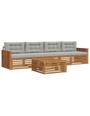 Set di divani con cuscino 5 pcs Grigio Naturale e Chiaro