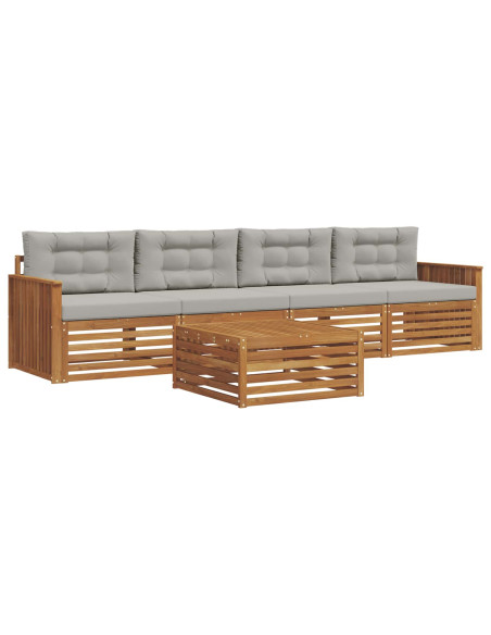 Set di divani con cuscino 5 pcs Grigio Naturale e Chiaro