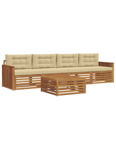 Set di divani con cuscino 5 pcs Naturale e Beige 2