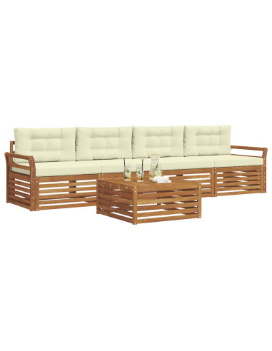 Set di divani con cuscino 5 pcs Naturale e Crema