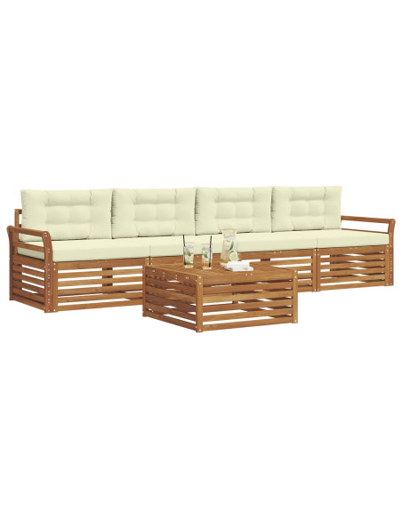 Set di divani con cuscino 5 pcs Naturale e Crema