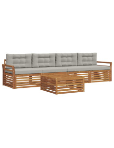 Set di divani con cuscino 5 pcs Grigio Naturale e Chiaro 2
