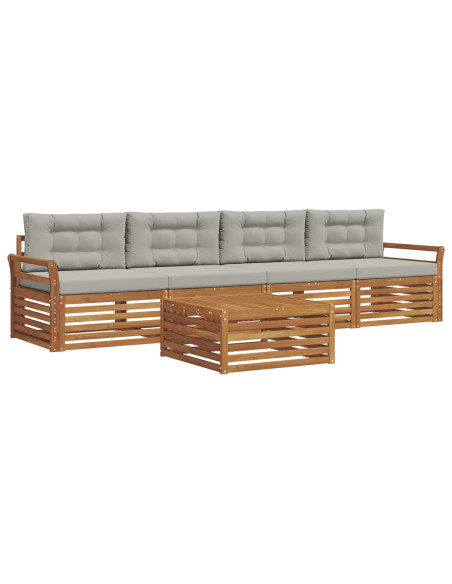 Set di divani con cuscino 5 pcs Grigio Naturale e Chiaro