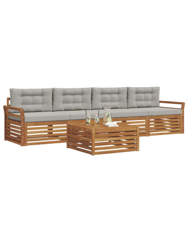 Set di divani con cuscino 5 pcs Grigio Naturale e Chiaro