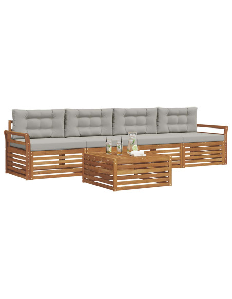 Set di divani con cuscino 5 pcs Grigio Naturale e Chiaro
