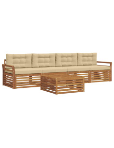 Set di divani con cuscino 5 pcs Naturale e Beige 2