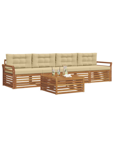 Set di divani con cuscino 5 pcs Naturale e Beige