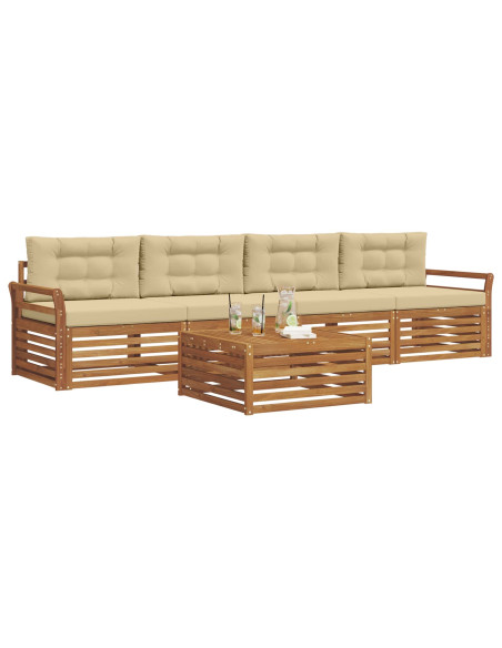 Set di divani con cuscino 5 pcs Naturale e Beige
