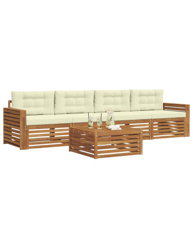 Set di divani con cuscino 5 pcs Naturale e Crema