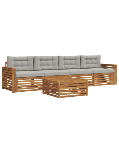 Set di divani con cuscino 5 pcs Grigio Naturale e Chiaro