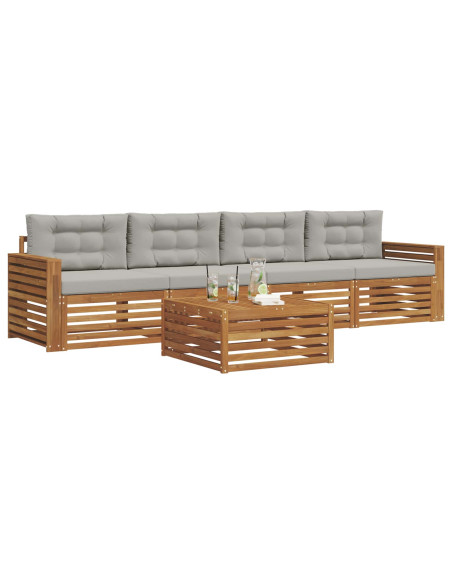 Set di divani con cuscino 5 pcs Grigio Naturale e Chiaro