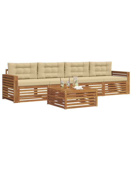 Set di divani con cuscino 5 pcs Naturale e Beige