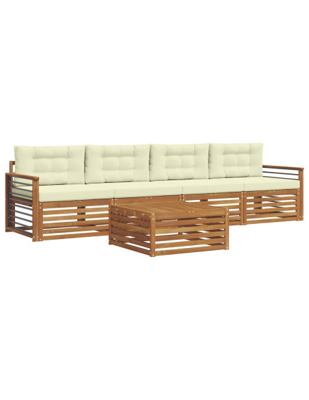 Set di divani con cuscino 5 pcs Naturale e Crema