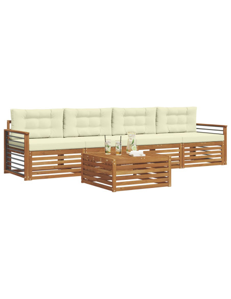 Set di divani con cuscino 5 pcs Naturale e Crema