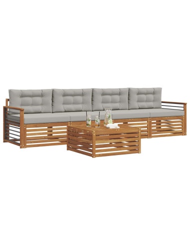Set di divani con cuscino 5 pcs Grigio Naturale e Chiaro