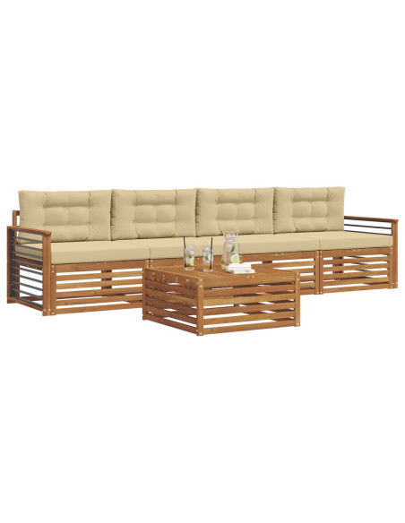 Set di divani con cuscino 5 pcs Naturale e Beige