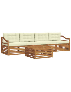 Set di divani con cuscino 5 pcs Naturale e Crema 2
