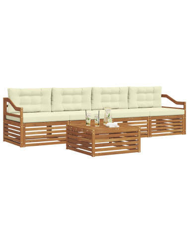 Set di divani con cuscino 5 pcs Naturale e Crema