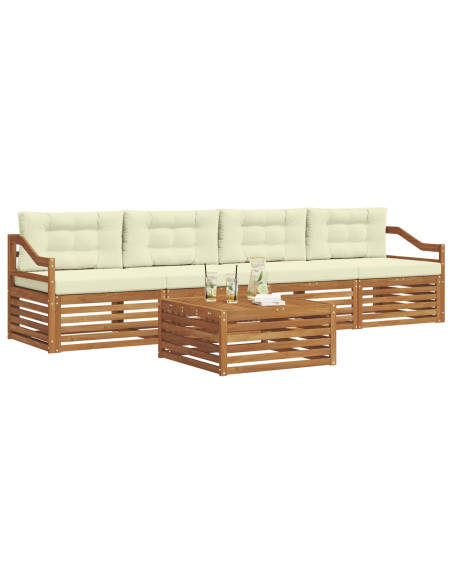 Set di divani con cuscino 5 pcs Naturale e Crema
