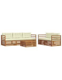 Set di divani con cuscino 6 pcs Naturale e Crema 2