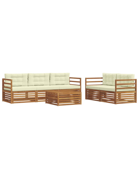 Set di divani con cuscino 6 pcs Naturale e Crema