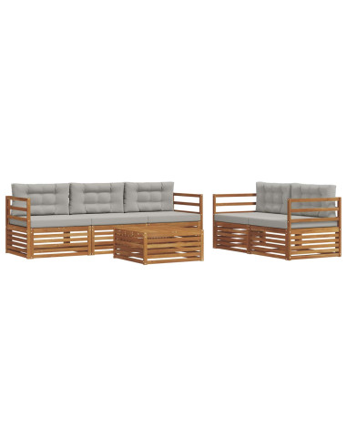 Set di divani con cuscino 6 pcs Grigio Naturale e Chiaro